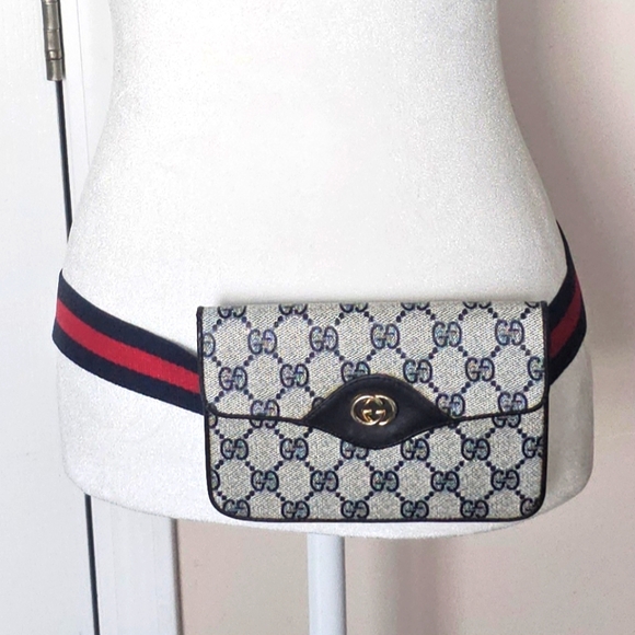 Authentic GUCCI Monogram GG Navy Blue Waist Bag or Crossbody - Picture 1 of 15